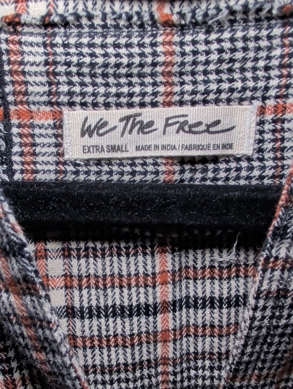 We The Free Wildfire Plaid Top Cream Black Pink Patchwork Women's Size XS - Picture 2 of 6